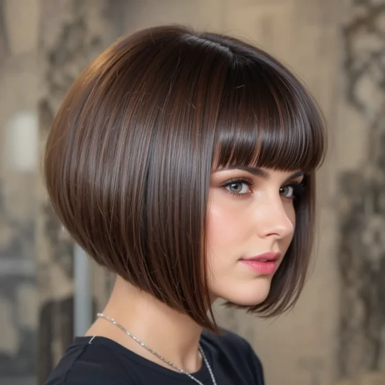 Angled Bob with Tapered Bangs