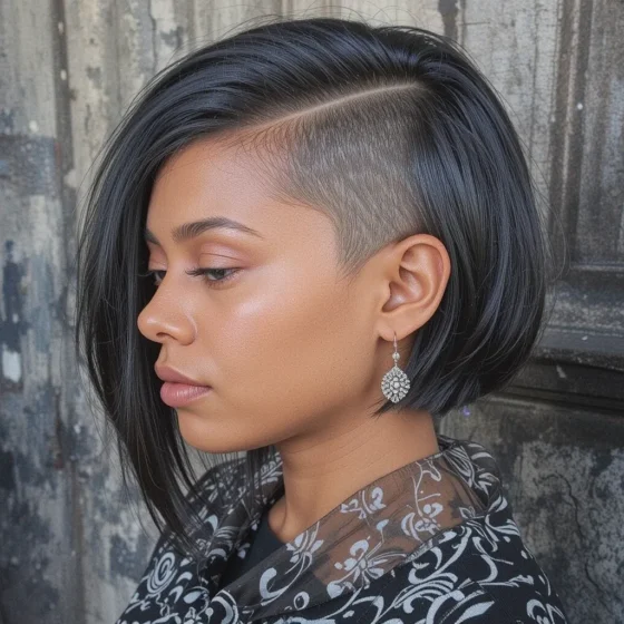 Asymmetrical Bob with a Shaved Detail