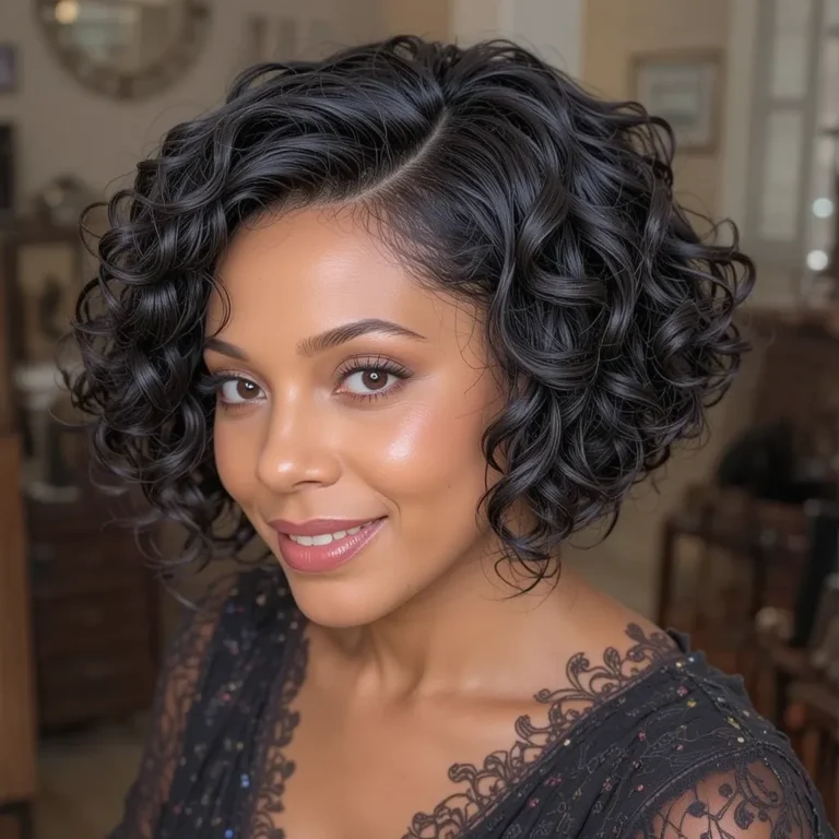 Asymmetrical Curly Bob