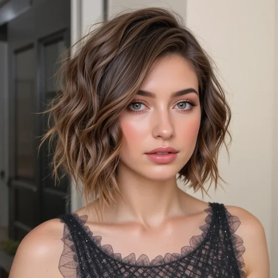 Asymmetrical Wavy Bob