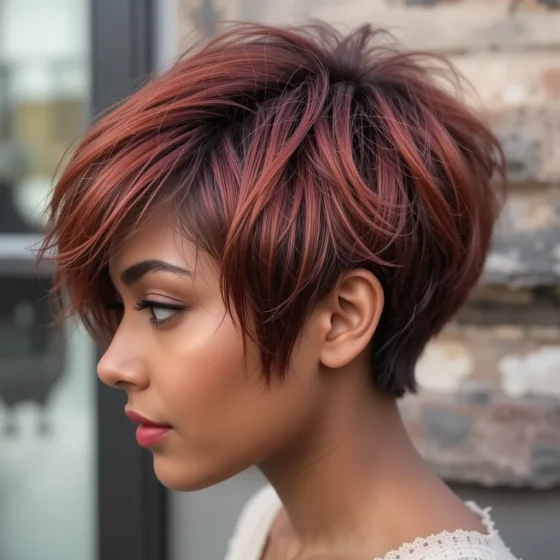 Auburn Pixie with Warm Undertones