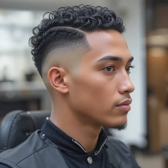 Bald Fade with Sculpted Curls