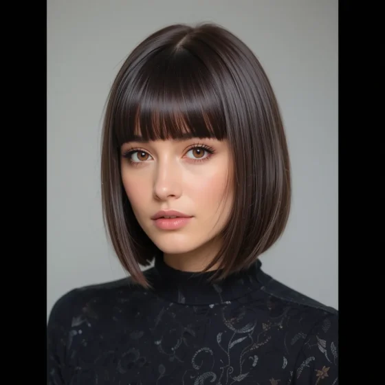 Blunt Bangs with a Sleek Bob