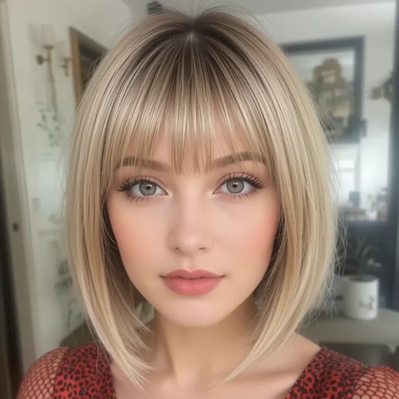 Blunt Bob with Curtain Bangs