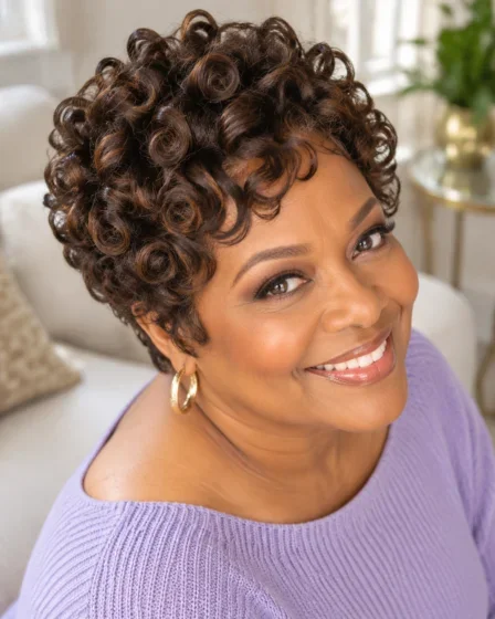 Bouncy Perm-Rod Set Pixie on Natural Hair