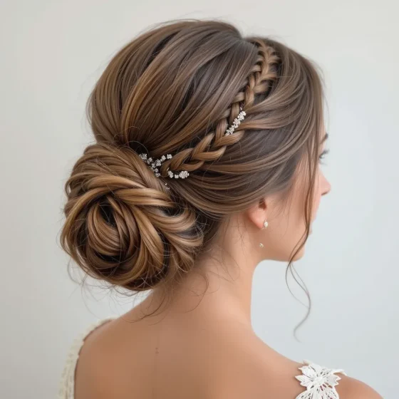 Braided Crown with Textured Bun