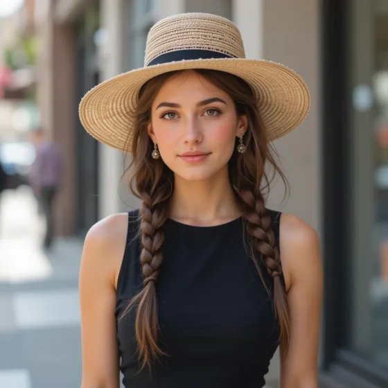 Braided Crown with a Straw Hat