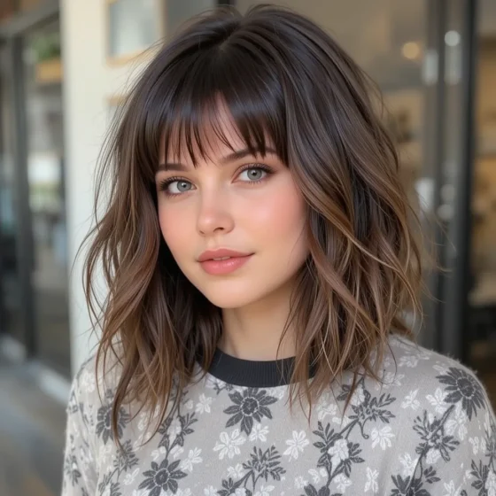 Choppy Bangs with a Layered Lob