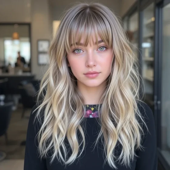 Choppy Bottleneck Bangs with Tousled Waves