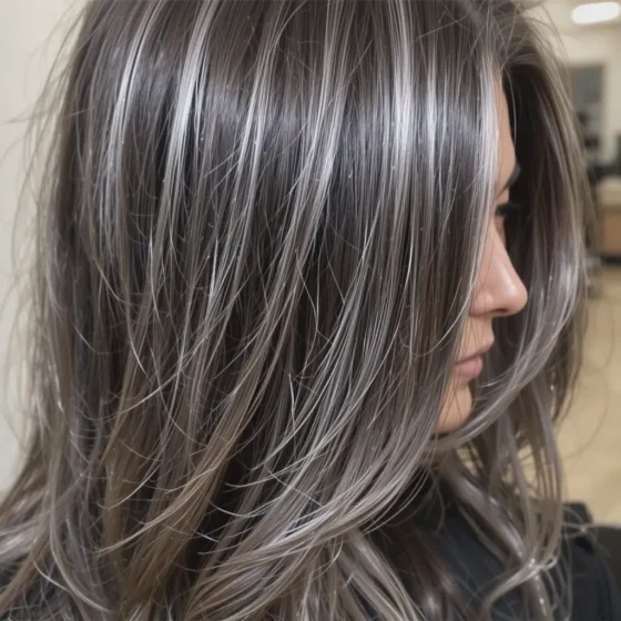 Cool-Toned Silver Ribbons on Dark Brown