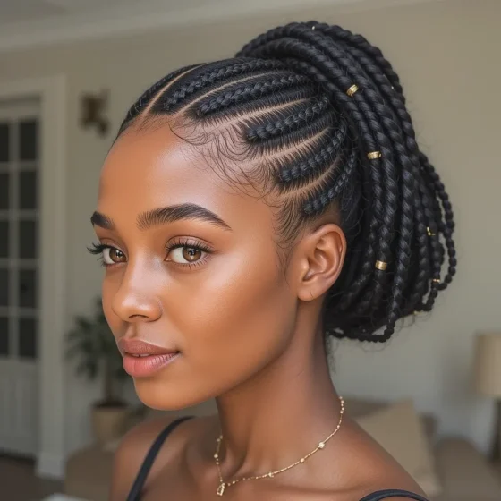 Cornrow Updo with Twisted Bun