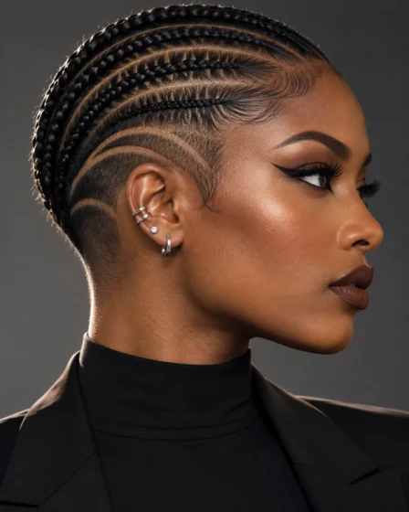 Cornrows into Shaved Undercut Design