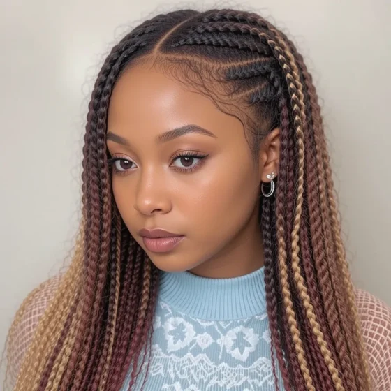 Cornrows with Color Highlights