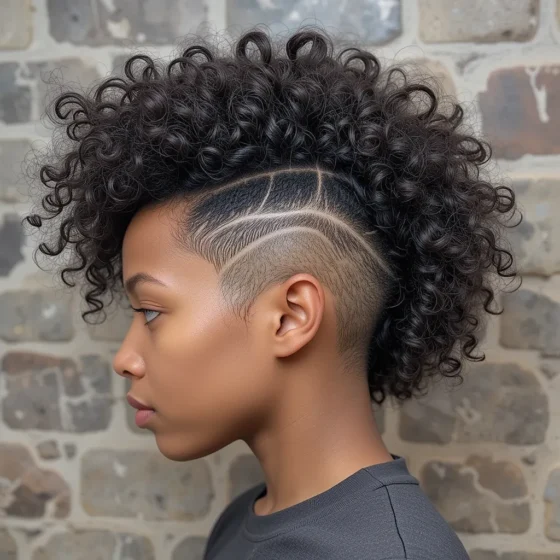 Curly Frohawk with Side Shave