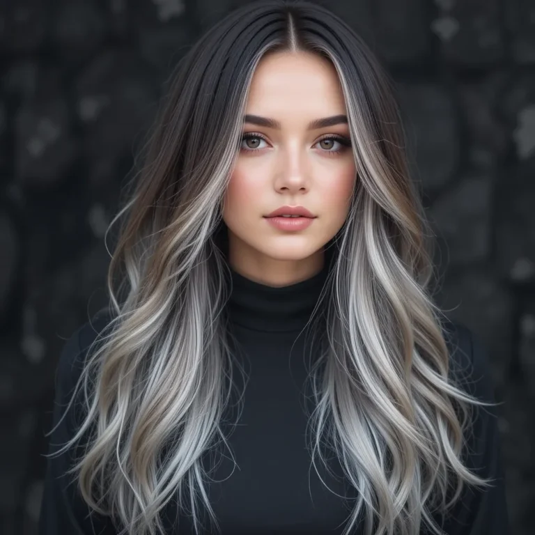 Dark Espresso Hair with Smoky Silver Ombre