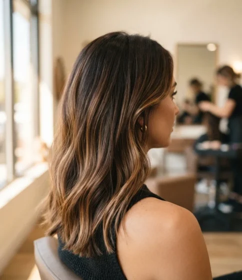 Deep Brunette with a Caramel Root Smudge