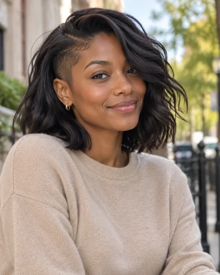 Deep Side Part Lob with Undercut Peekaboo
