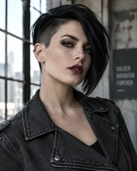 Edgy Undercut Pixie with Long Asymmetrical Bangs