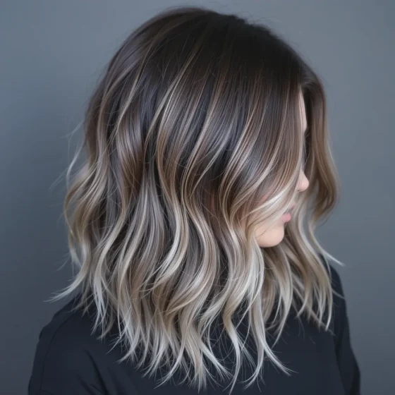 Espresso Brown with Ash Silver Balayage