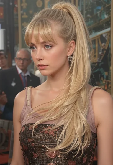 Extra-Long Ponytail with Side-Swept Bangs