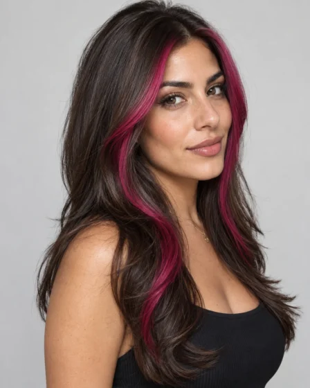Face-Framing Magenta Streaks