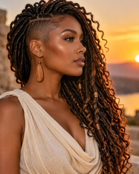 Faux Locs with Side Undercut and Shaved Temple