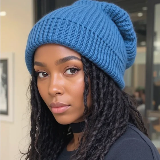 Faux Locs with a Slouchy Beanie