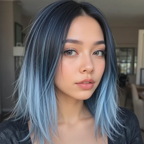 Frosted Blue Tips on Black