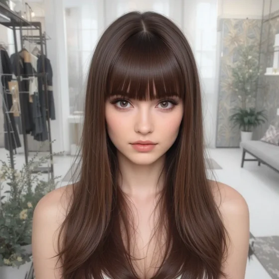 Full Fringe with Long, Sleek Hair