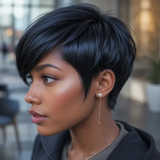 Glossy Black Pixie Cut