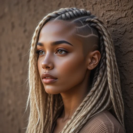 Half-Shaved Locs with Blonde Highlights