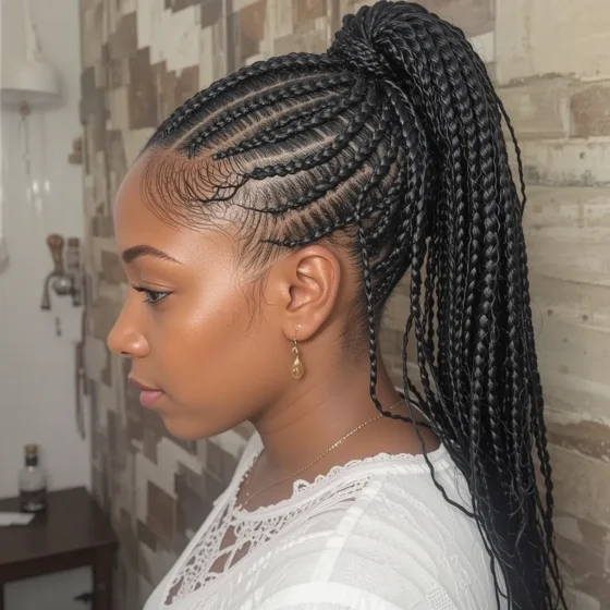 Half-Up, Half-Down Braided Ponytail