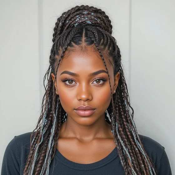 Half-Up, Half-Down Tribal Braids