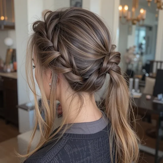 Half-Up Pigtails with Braided Base