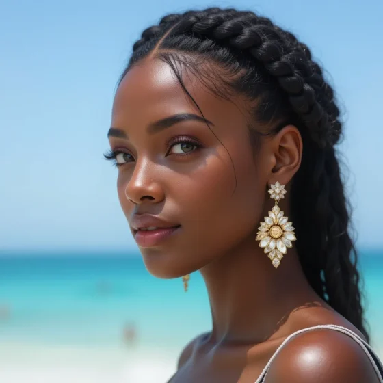 Halo Braid with Statement Earrings