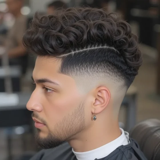 High Fade with Defined Corkscrew Curls