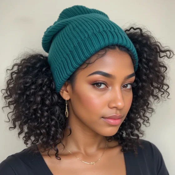 High Puff with a Rolled Beanie Edge