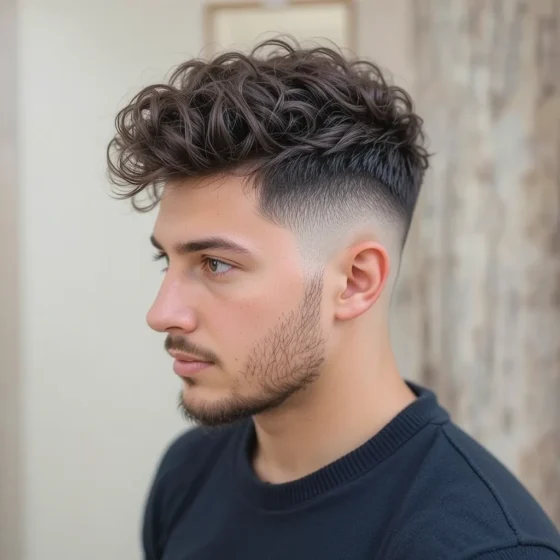 High Taper Fade with Loose Curls