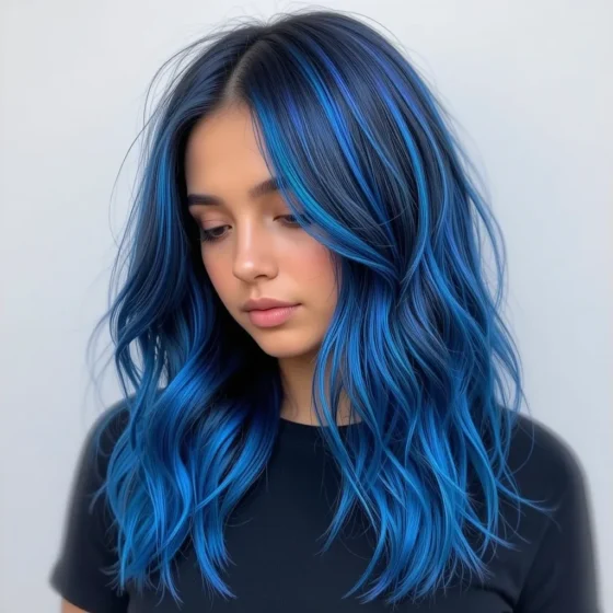 Holographic Blue Shimmer on Black