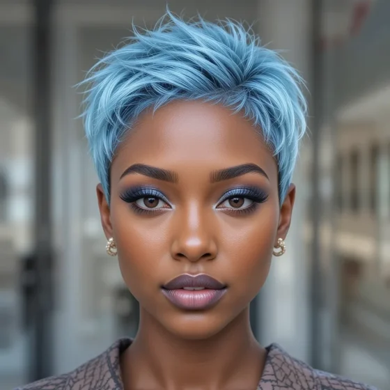 Icy Blue Pixie Cut