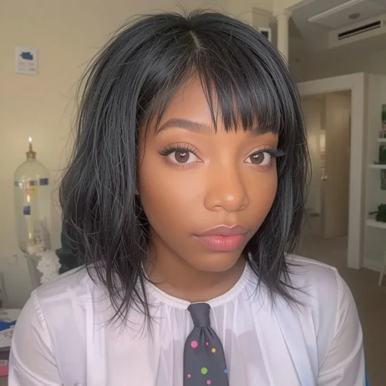 Invisible Locs with Side-Swept Bangs