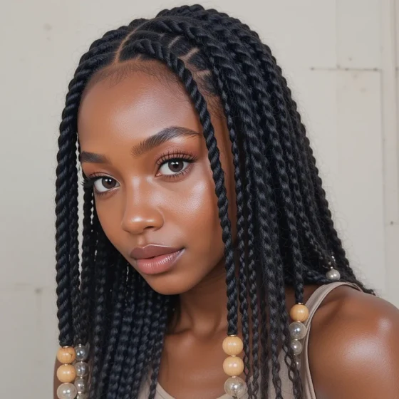 Jumbo Box Braids with Beads