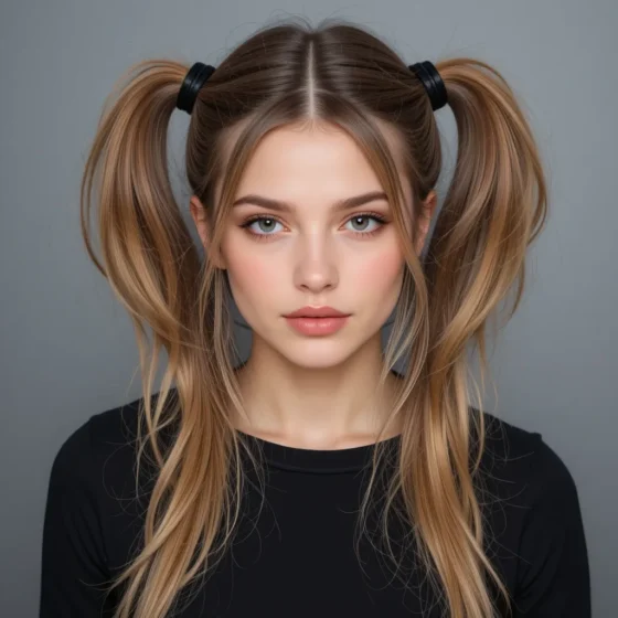 Knotted Half-Up Pigtails