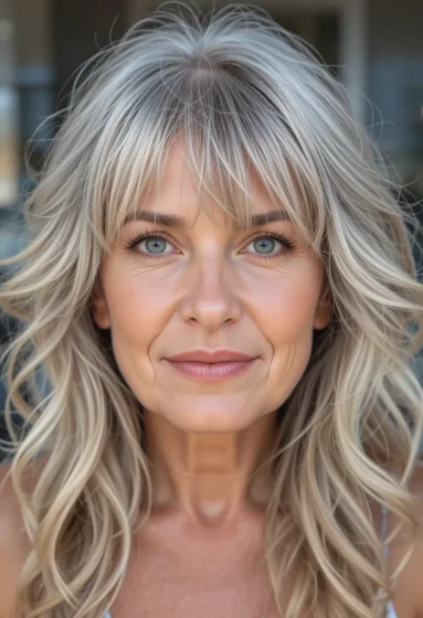 Layered Bangs With Beach Waves