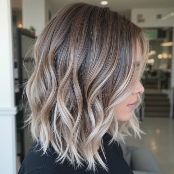 Light Brown Hair with Frosted Silver Ends