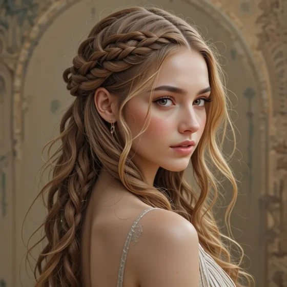 Long Goddess Braids with Loose Curls