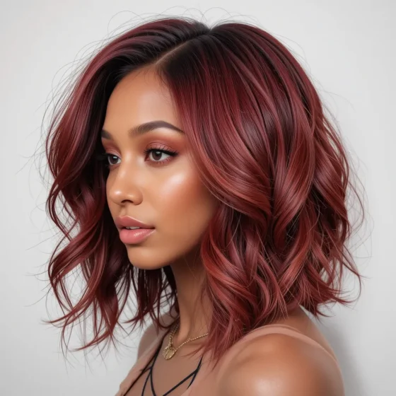 Long Red Lob with Soft Waves