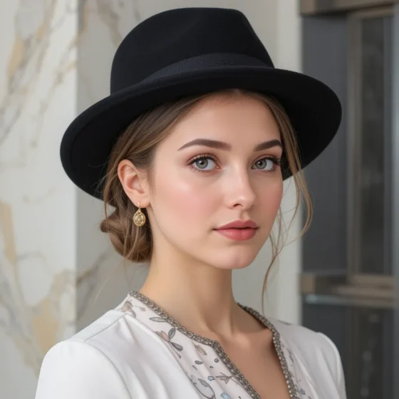 Low Chignon with a Bowler Hat