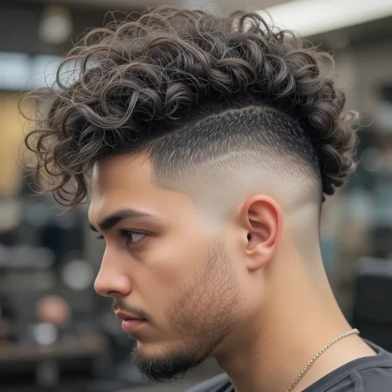 Low Fade with Curly Mohawk