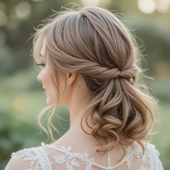 Low-Hanging Half-Up Pigtails with Soft Curls